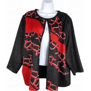 Chico's Traveler's Collection Black, Red & White Jacket - Size 2